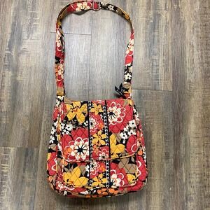 Vera Bradley Shoulder Bag Floral Print Red Yellow Multi Color Crossbody